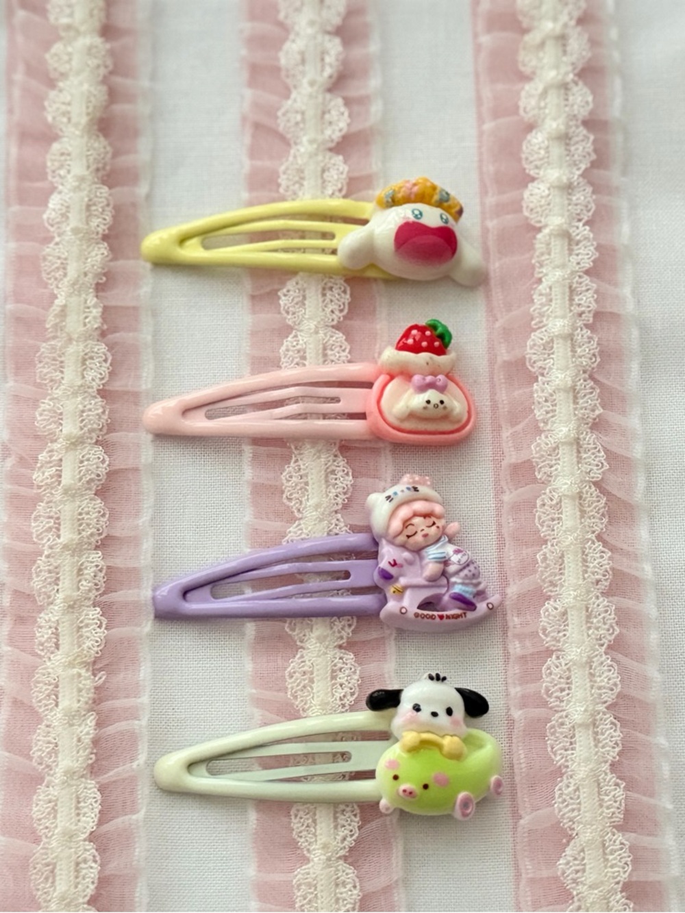 Cute Pastel Cartoon Hair snap clips- Set of 4